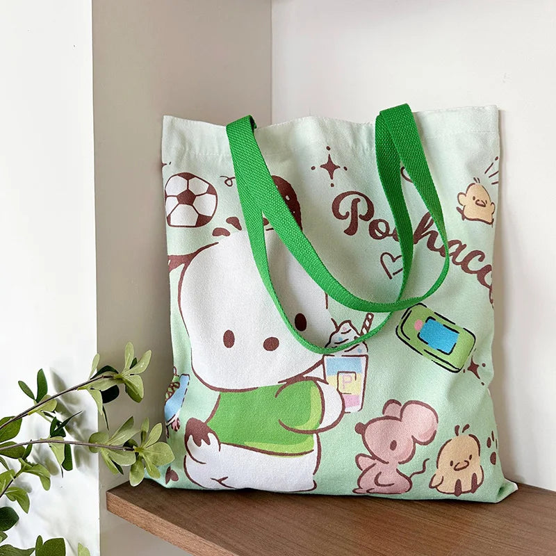 Sanrio Canvas Bag Kuromi Hello kitty Cinnamoroll Women's Shoulder Bags Casual Light And Large Capacity Shopping Bag Gift Toy