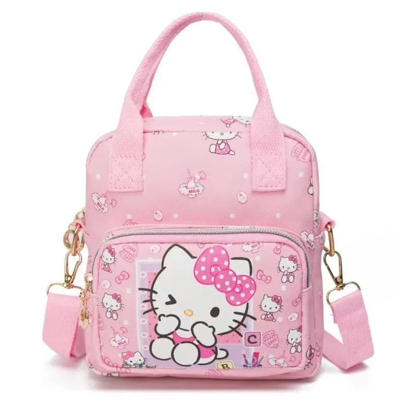 Cute Sanrio Hello Kitty Leather Women's Messenger Bag Cartoon Kuromi Melody Cinnamoroll Versatile Student Shoulder Crossbody bag