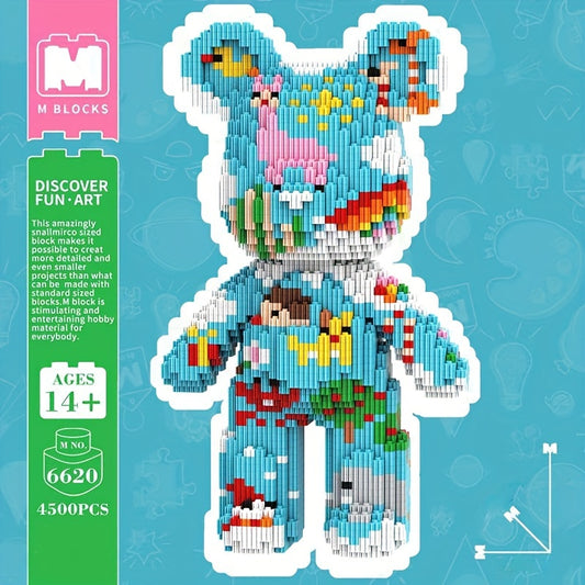 4500pcs DIY Small Model Building Blocks, Assembly Puzzle Decompressing Cute Version Sky Zoo Bear Toy For Adult, Creative Decoration Christmas Halloween Gift