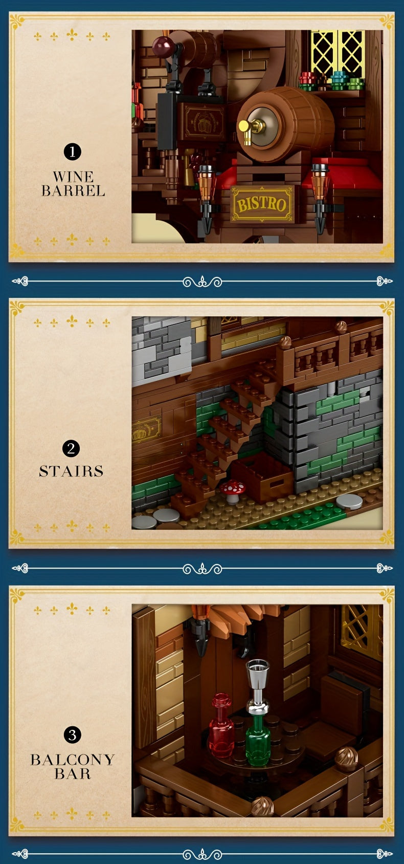 Retro Tavern Building Blocks - DIY Creative Educational Assembly Toys for Family Festival, Decorations, and Holiday Gifts - Perfect for Thanksgiving Day and Christmas Celebrations