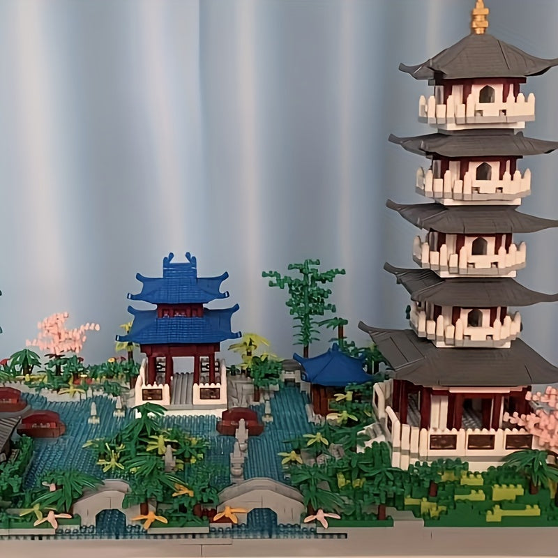 2000+PCS Hangzhou West Lake Assembled Building Blocks, Architecture High Difficult Toy, Halloween Christmas Gift