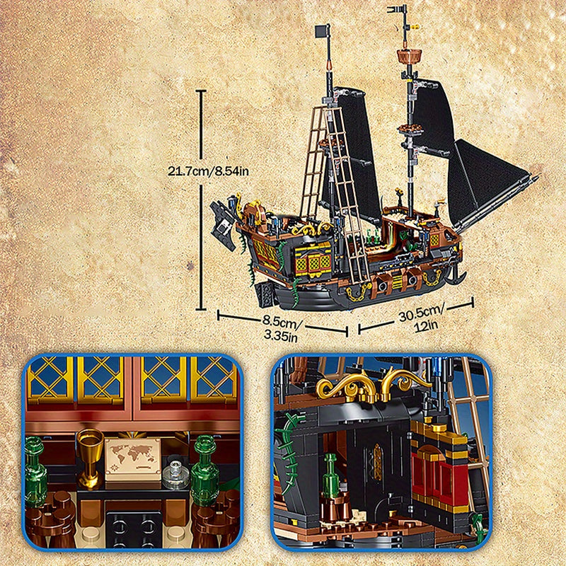 1328PCS Pirate Ship Adventure Creative Ship Island Storm Ship Flagship Movie Building Block Model Suitable For Children/ Adult, Collection Building Blocks, Halloween/Thanksgiving Day/Christmas gift