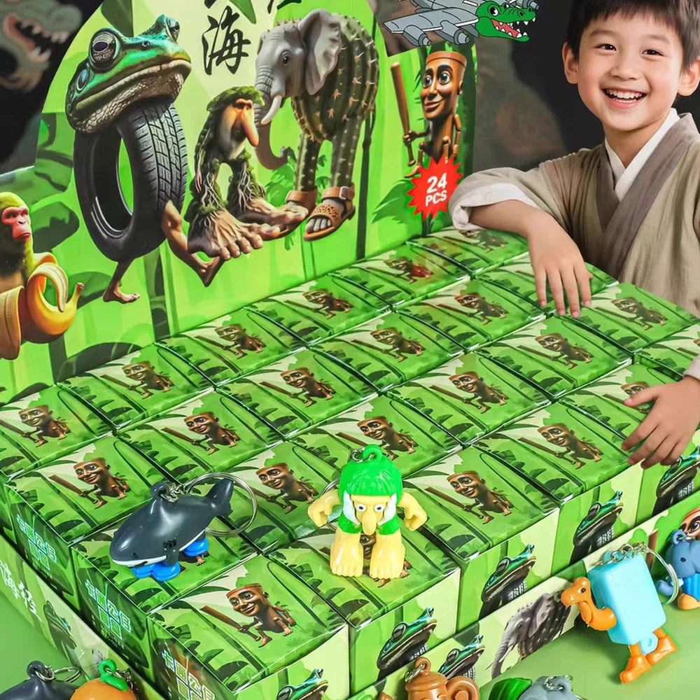 24PCS Fun Italian Brainrot Blind Box Toy Tungtungtung Sahur Tralarero Tralala Game Mini Model Blind Box Birthday Gift Toys