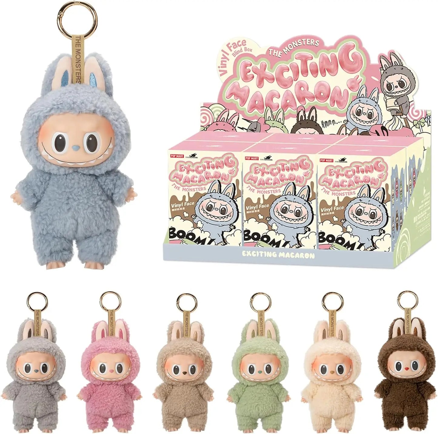 Cute LABUBU Plush Keychain Blind Box from Tasty Macarons Series by POP MART Soft Stuffed Animal Doll for Collectors Random