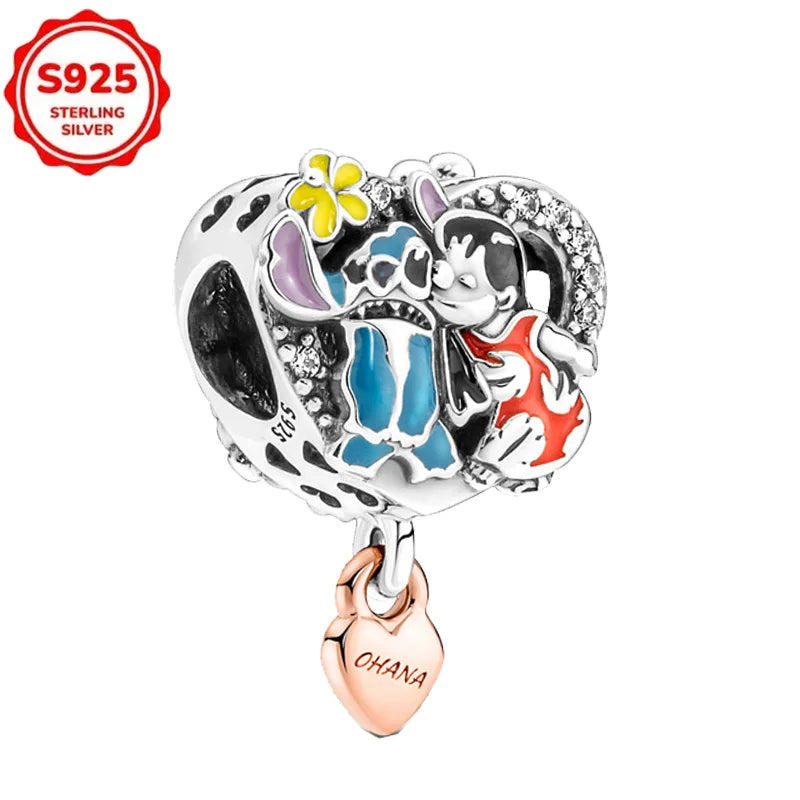 DISNEYS 925 Sterling Silver Halloween Stitch Dumbo Princess Charms Bead For Women Original 925 Bracelet DIY Jewelry Pendant Gift