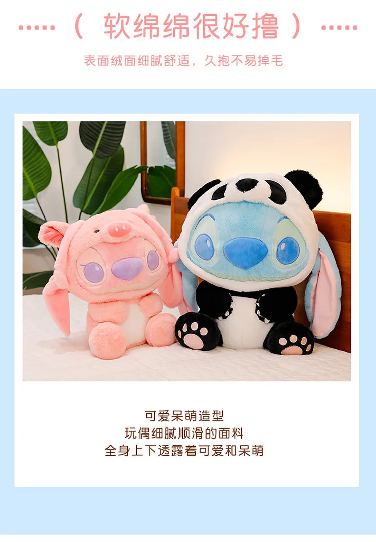 New Giant Size Cartoon Stitch Angel Plush Toy Stitch Panda Doll Gift Children's Sleeping Pillow Christmas Gift