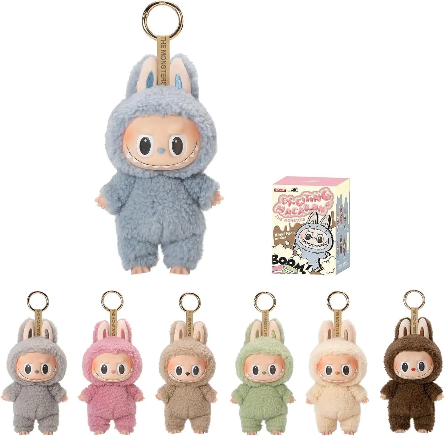 Cute LABUBU Plush Keychain Blind Box from Tasty Macarons Series by POP MART Soft Stuffed Animal Doll for Collectors Random
