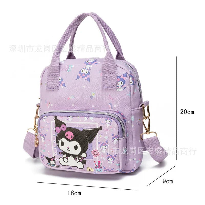 Cute Sanrio Hello Kitty Leather Women's Messenger Bag Cartoon Kuromi Melody Cinnamoroll Versatile Student Shoulder Crossbody bag