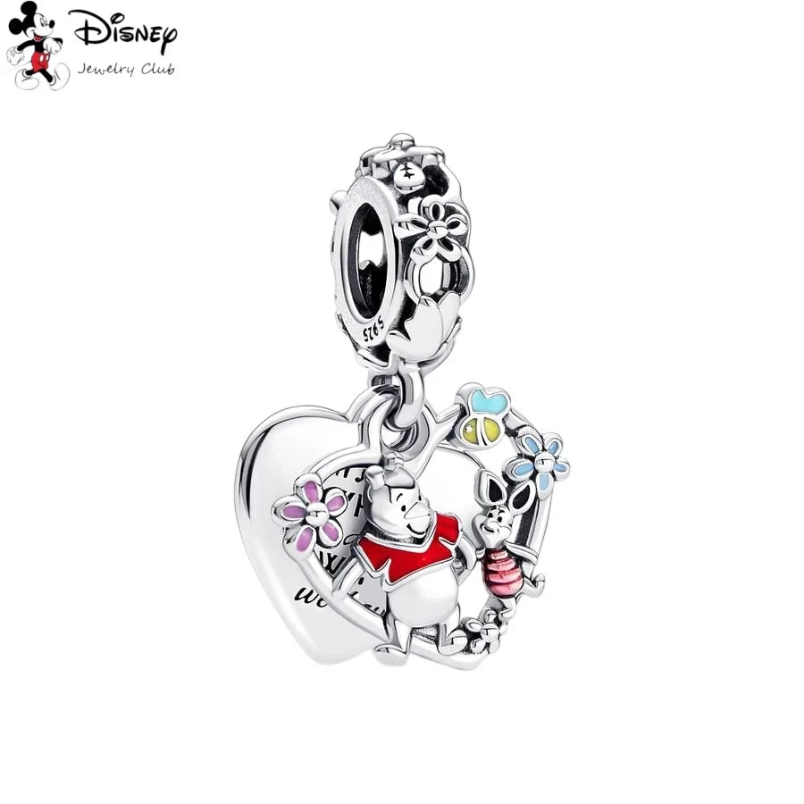 MINISO NEW DIY Fine Making Winnie the Pooh Animated Series Dangle Charm Bead Fit Original Silver 925 Bracelet Women Jewelry Gift