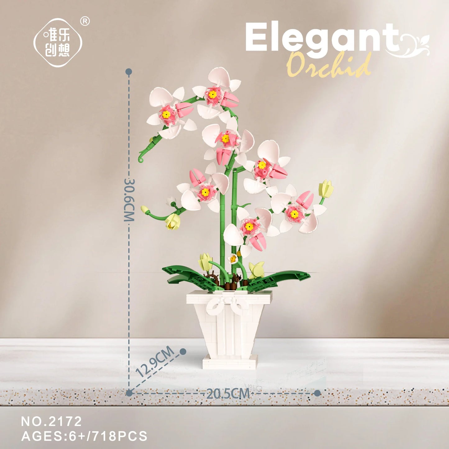 Building Blocks Orchid Flowers Bouquet Flower Blocks Bonsai Plant Model Bricks Romantic DIY Home Decoration Toy for Kids Gift