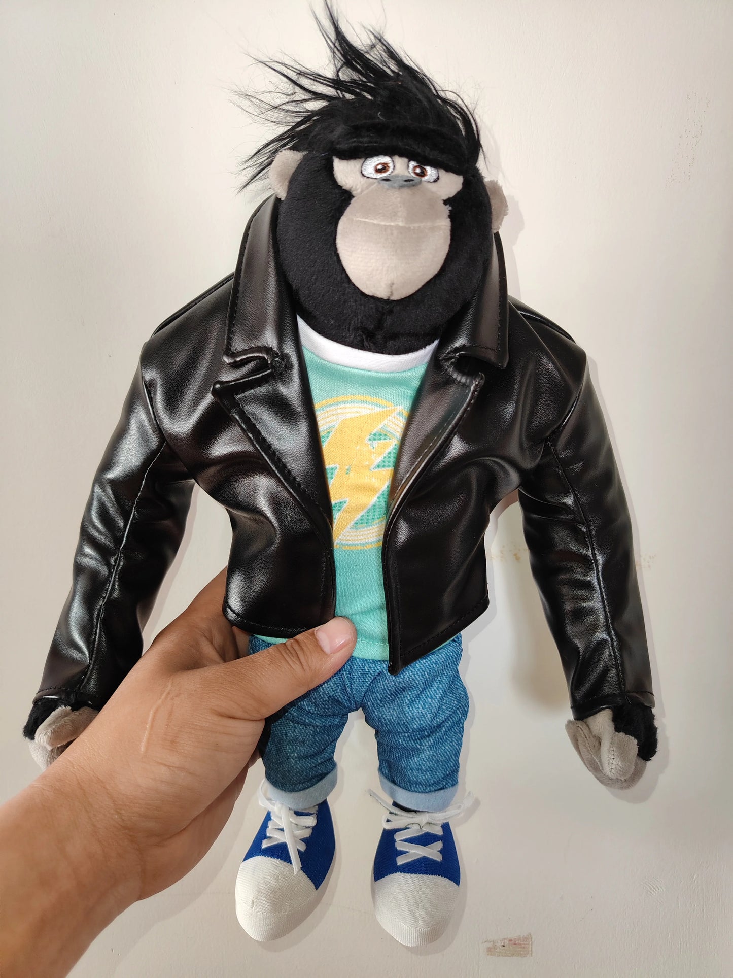 Collectible Johnny the Gorilla Plush Toy in Leather Jacket from the Animated Film 'Sing' at Beijing Movie Park