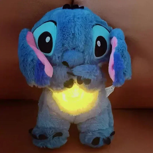 Lilo & Stitch Plush Doll with Music Light, Stitch Breath Toy for Baby Sleep Aid, Kawaii Anime Plush Gift for Kids