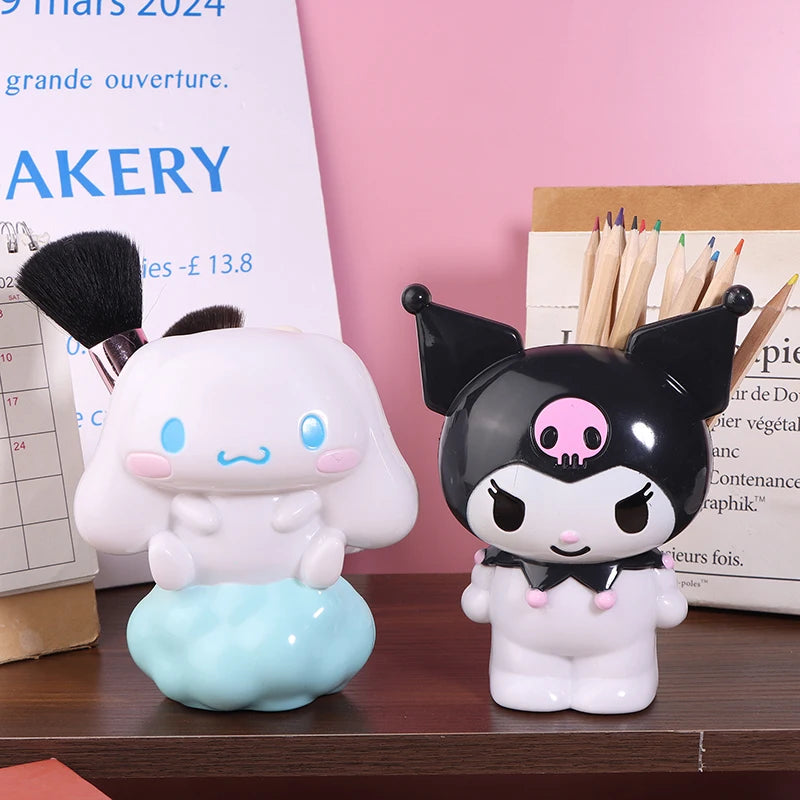 Sanrio Kuromi Pen Holder Anime Cinnamoroll Stationery Makeup Brush Organizer Desktop Decoration Gifts Toy