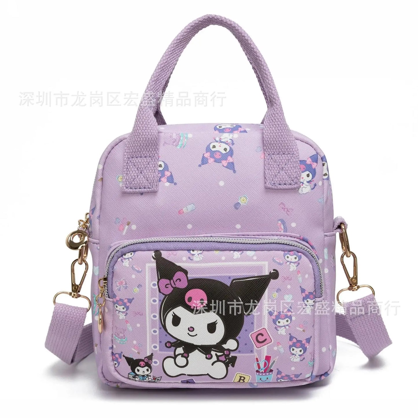 Cute Sanrio Hello Kitty Leather Women's Messenger Bag Cartoon Kuromi Melody Cinnamoroll Versatile Student Shoulder Crossbody bag
