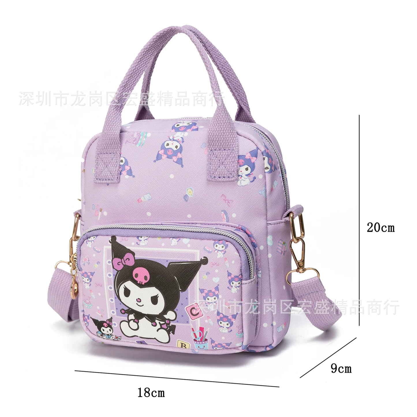 Cute Sanrio Hello Kitty Leather Women's Messenger Bag Cartoon Kuromi Melody Cinnamoroll Versatile Student Shoulder Crossbody bag