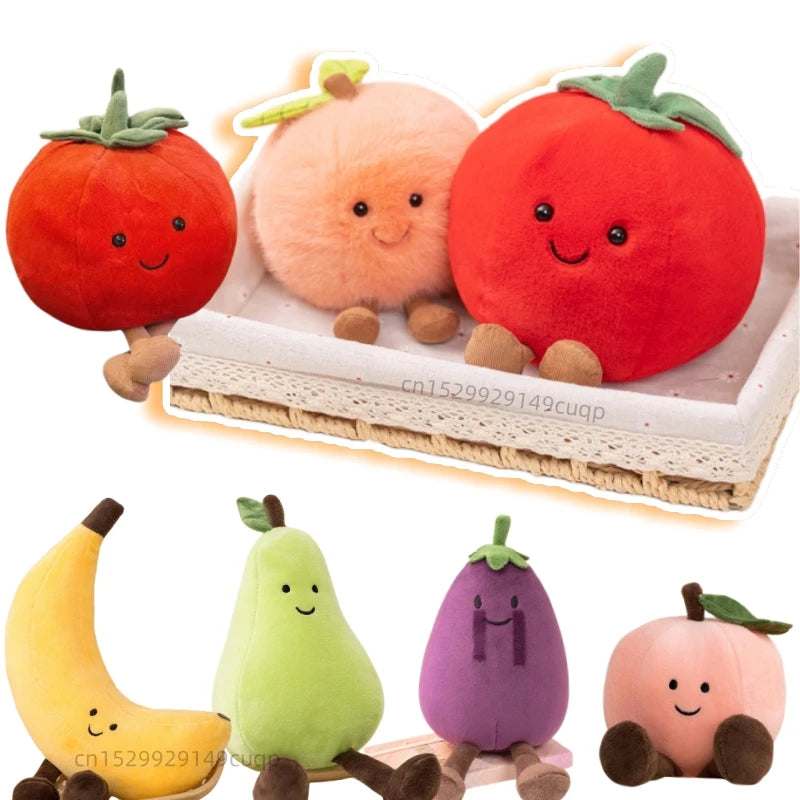 Cartoon Cute Fruit Plush Doll High Quality Peach Pear Tomato Banana Eggplant Plush Toy Home Decoration Gift For Boys And Girls