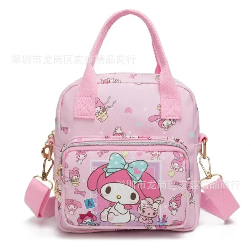 Cute Sanrio Hello Kitty Leather Women's Messenger Bag Cartoon Kuromi Melody Cinnamoroll Versatile Student Shoulder Crossbody bag