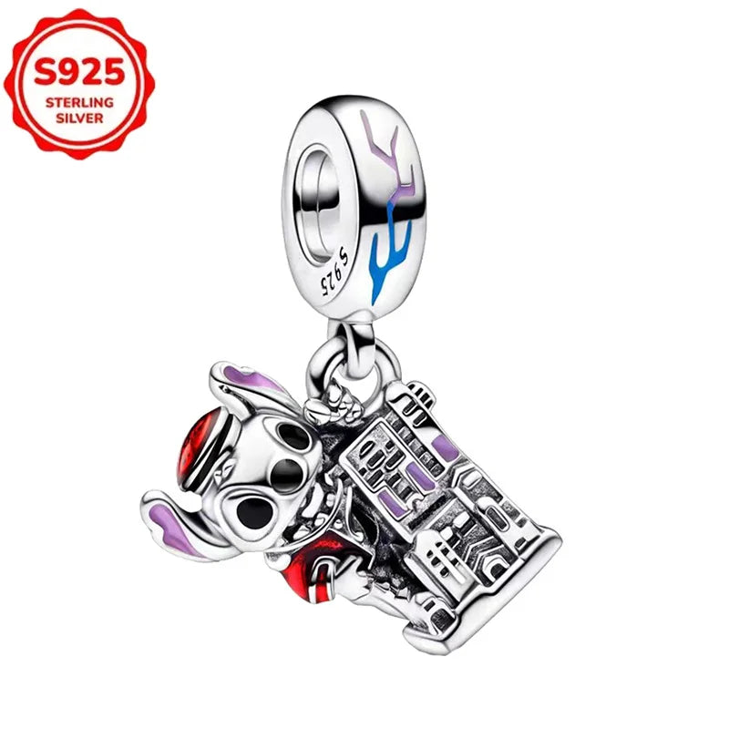 DISNEYS 925 Sterling Silver Halloween Stitch Dumbo Princess Charms Bead For Women Original 925 Bracelet DIY Jewelry Pendant Gift