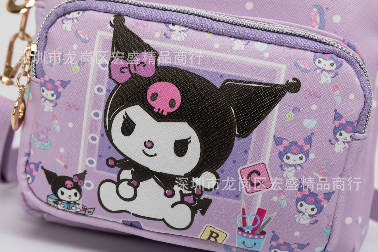 Cute Sanrio Hello Kitty Leather Women's Messenger Bag Cartoon Kuromi Melody Cinnamoroll Versatile Student Shoulder Crossbody bag