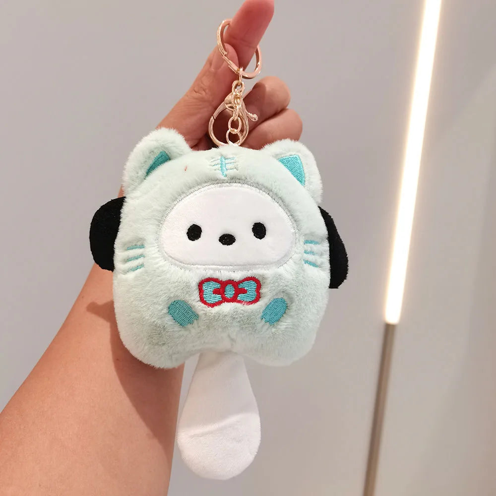 Sanrio Plush Keychain Hello Kitty MyMelody Kuromi Cinnamoroll Cartoon Animal Stuffed School Bag Pendant Backpack Decoration Doll