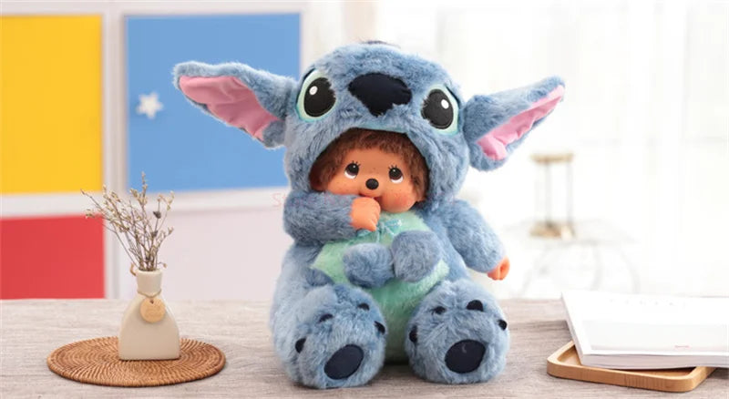 Disney20cm Monchhichis Transform Stitch Mickey Totoro Kiki Plush Toy Kawaii Stellalou Linabell Plushies Stuffed Doll Kids Gifts