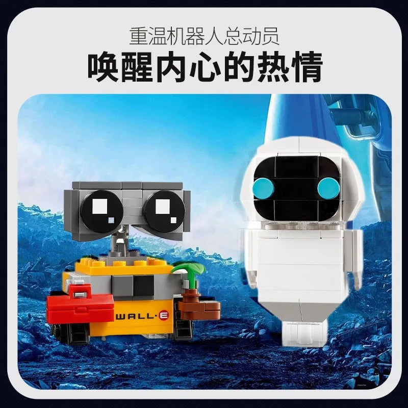 155PCS Series Wall E Cartoon The Robot Eva Blocks Classic Movie Anime Puzzle Assembly Building Block Toy Model Kits For Kid Gift