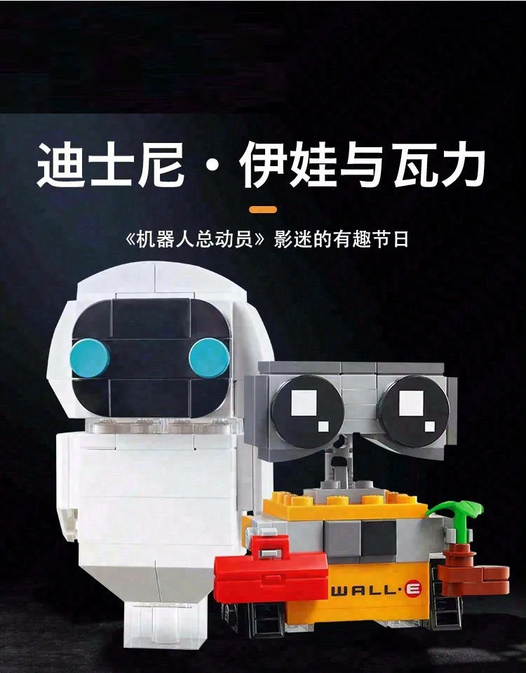 155PCS Series Wall E Cartoon The Robot Eva Blocks Classic Movie Anime Puzzle Assembly Building Block Toy Model Kits For Kid Gift