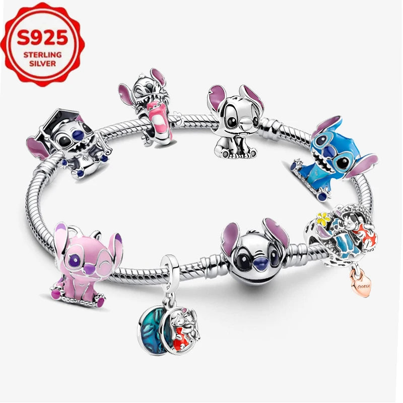 DISNEYS 925 Sterling Silver Halloween Stitch Dumbo Princess Charms Bead For Women Original 925 Bracelet DIY Jewelry Pendant Gift
