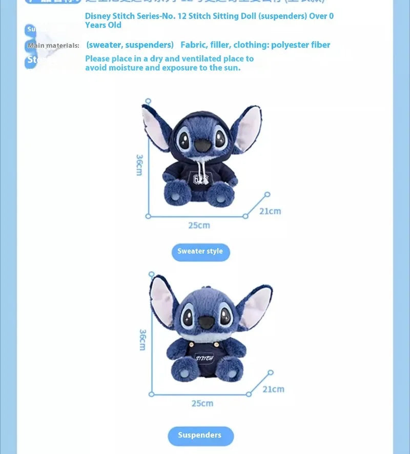 Stitch Plush Doll Stuffed Toy Cute Cartoon Character Wearing Hoodie Pants Perfect for Girlfriend Gifts Birthday Holidays Decor