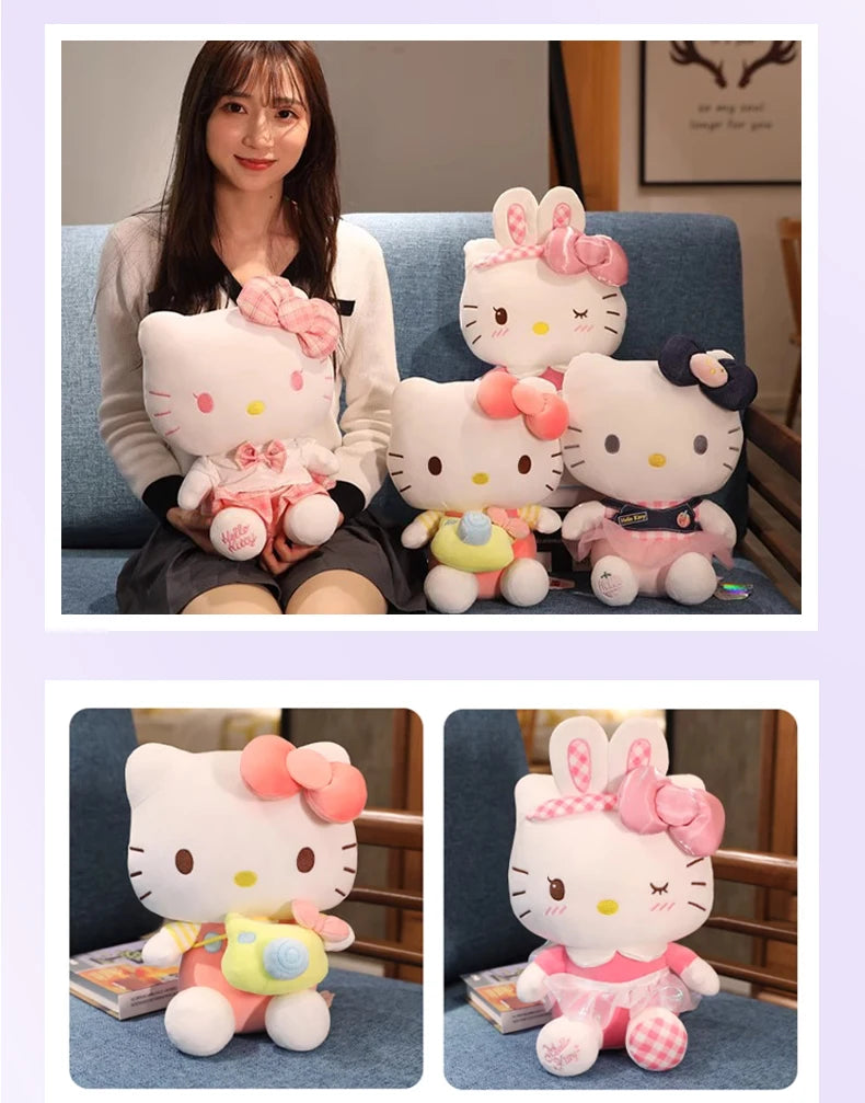Sanrio Hello Kitty Anime Kuromi Melody Cartoon Cute Plush Stuffed Toys Soft Pillow Plushies Keyring Doll Birthday Gifts For Girl