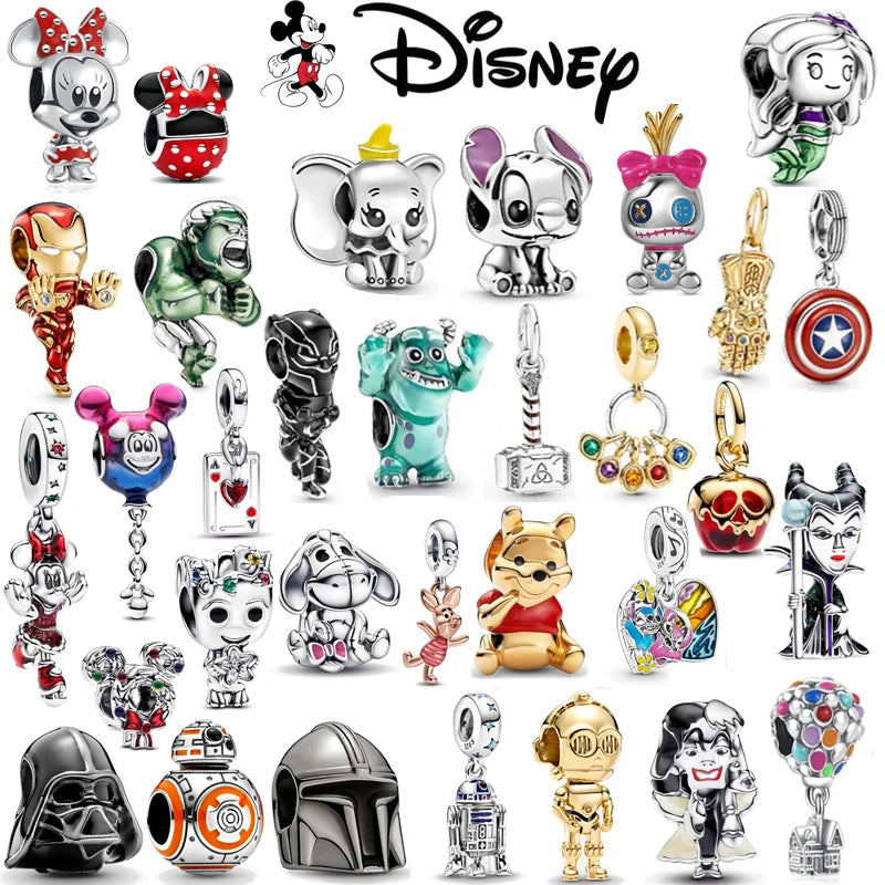 New 925 Sterling Silver Miniso Mickey Minnie Vinnie Charm of ley 925 Chain Beaded Fit Original Bracelet Bangle DIY Lady Jewelry