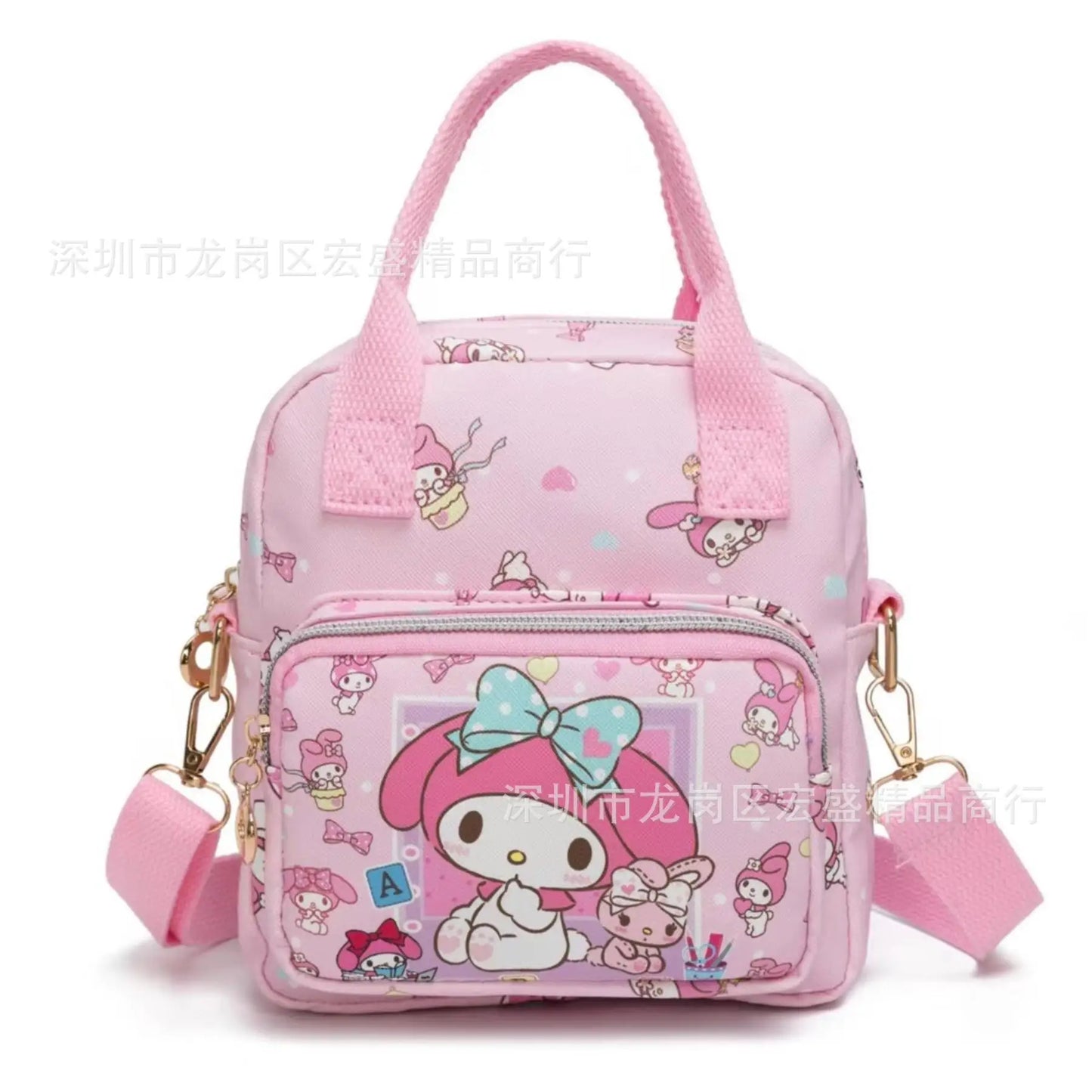 Cute Sanrio Hello Kitty Leather Women's Messenger Bag Cartoon Kuromi Melody Cinnamoroll Versatile Student Shoulder Crossbody bag