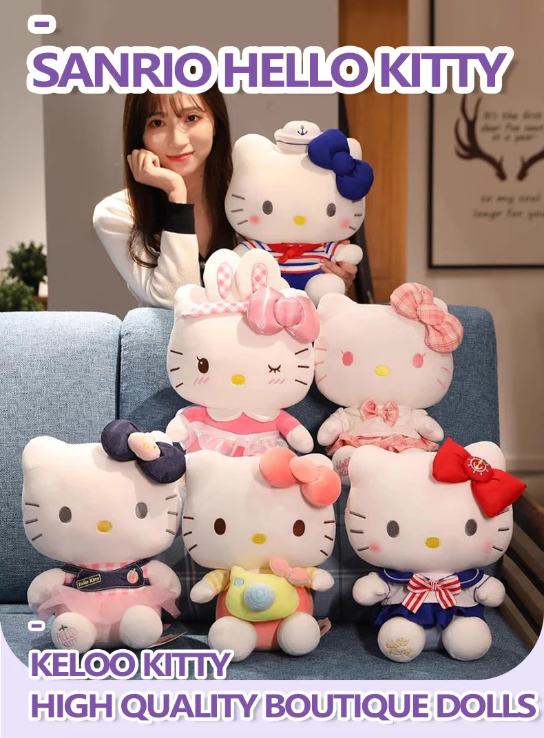Sanrio Hello Kitty Anime Kuromi Melody Cartoon Cute Plush Stuffed Toys Soft Pillow Plushies Keyring Doll Birthday Gifts For Girl