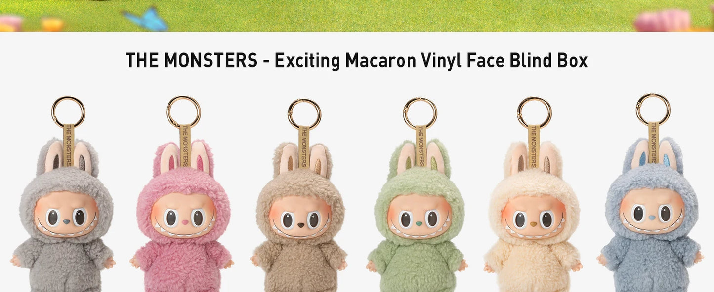 Cute LABUBU Plush Keychain Blind Box from Tasty Macarons Series by POP MART Soft Stuffed Animal Doll for Collectors Random