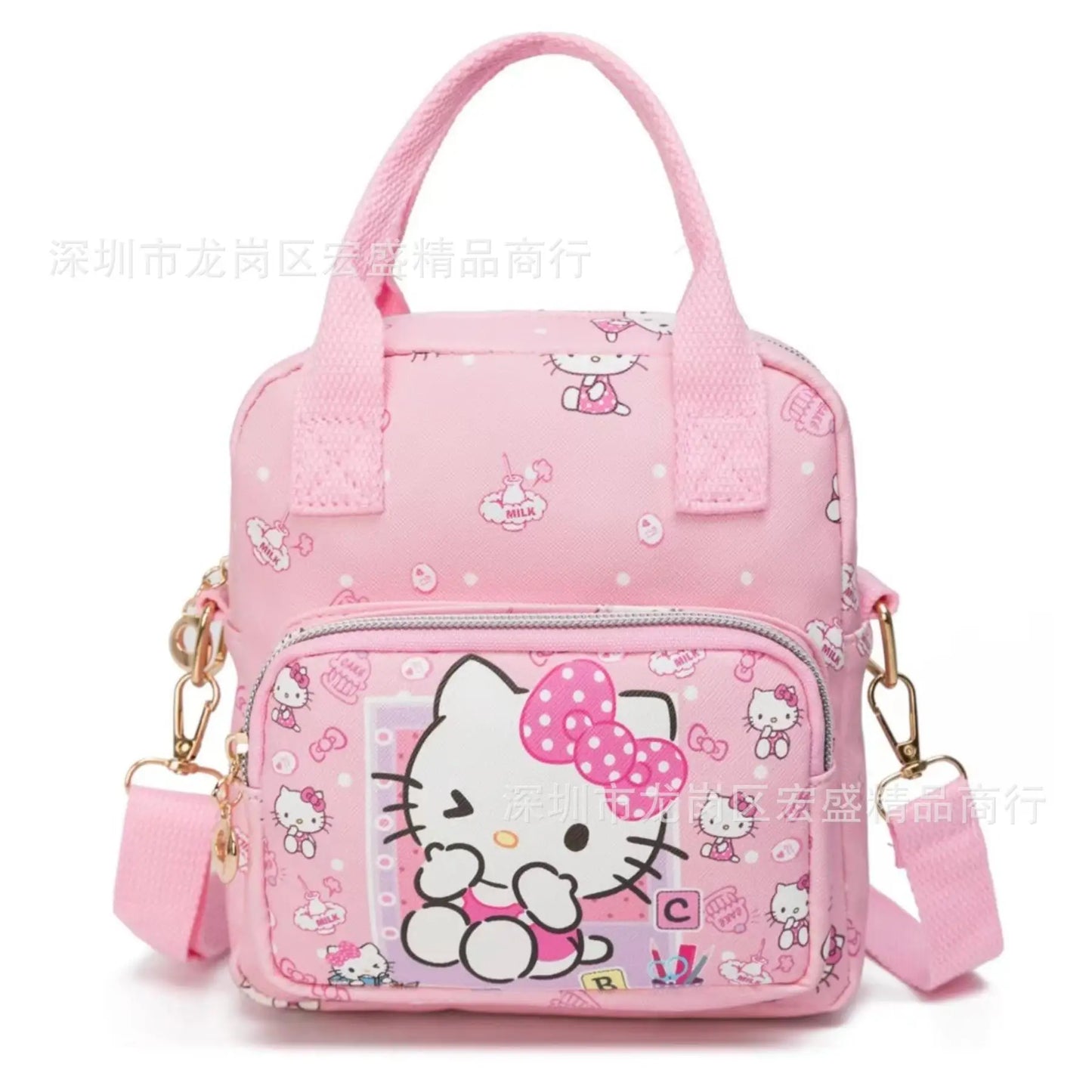 Cute Sanrio Hello Kitty Leather Women's Messenger Bag Cartoon Kuromi Melody Cinnamoroll Versatile Student Shoulder Crossbody bag