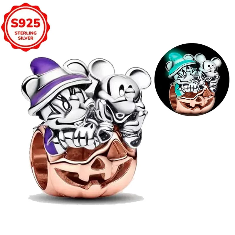 DISNEYS 925 Sterling Silver Halloween Stitch Dumbo Princess Charms Bead For Women Original 925 Bracelet DIY Jewelry Pendant Gift