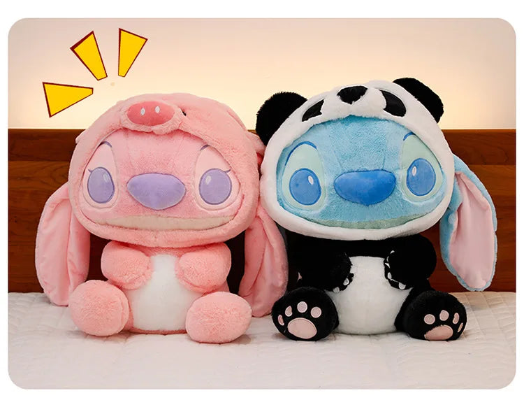 New Giant Size Cartoon Stitch Angel Plush Toy Stitch Panda Doll Gift Children's Sleeping Pillow Christmas Gift