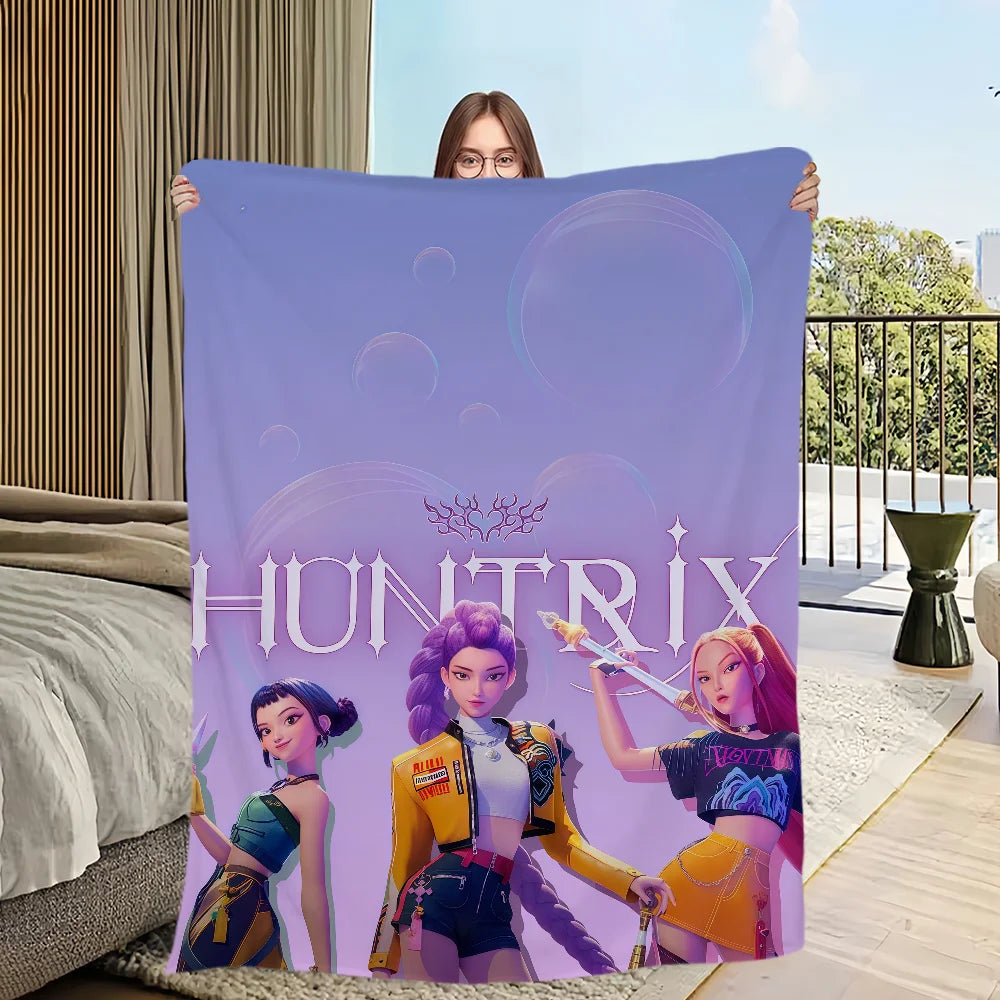 Blanket KPop warm soft Demon plush blanket for sofa living room office bedroom travel Hunters gift Flannel