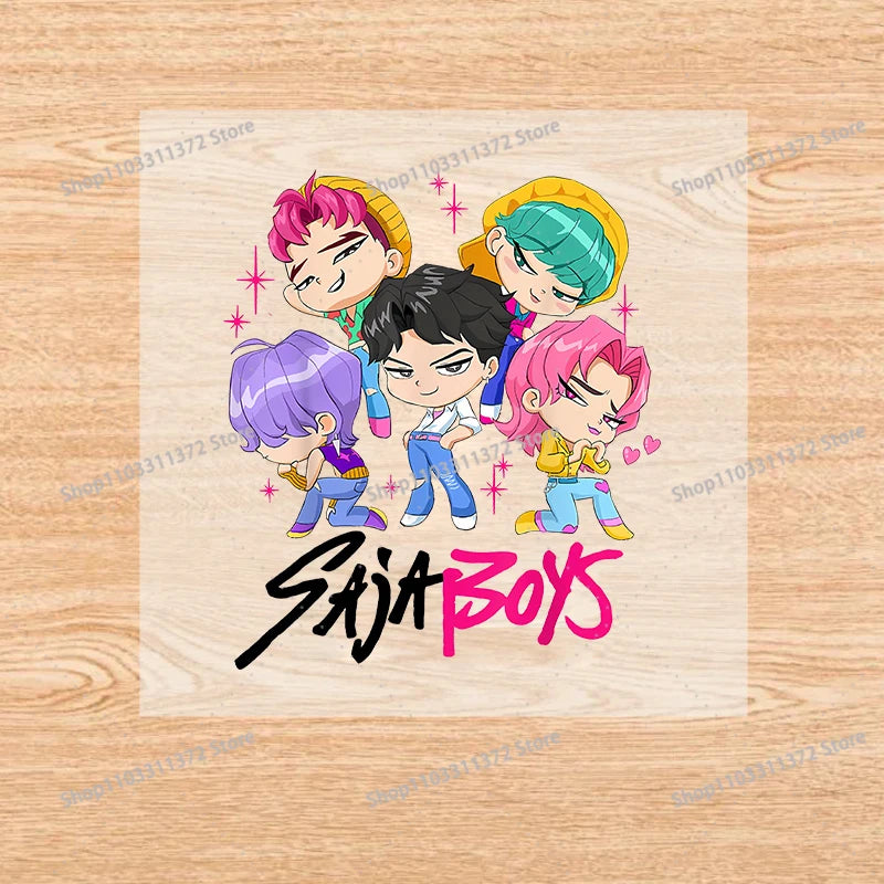 Move K-Pop Demon Hunters Iron on Patches Cute Cartoon Handbag Clothing Decals Fashion Heat Transfer Stickers Kawaii DIY Clothes