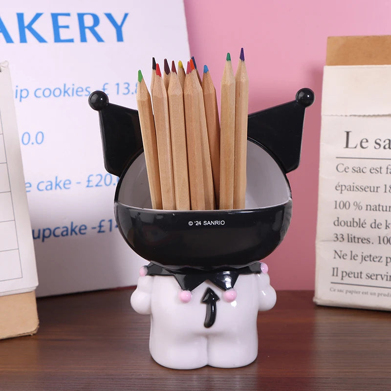 Sanrio Kuromi Pen Holder Anime Cinnamoroll Stationery Makeup Brush Organizer Desktop Decoration Gifts Toy