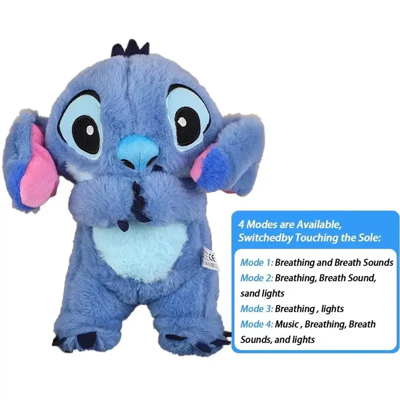 Lilo & Stitch Plush Doll with Music Light, Stitch Breath Toy for Baby Sleep Aid, Kawaii Anime Plush Gift for Kids