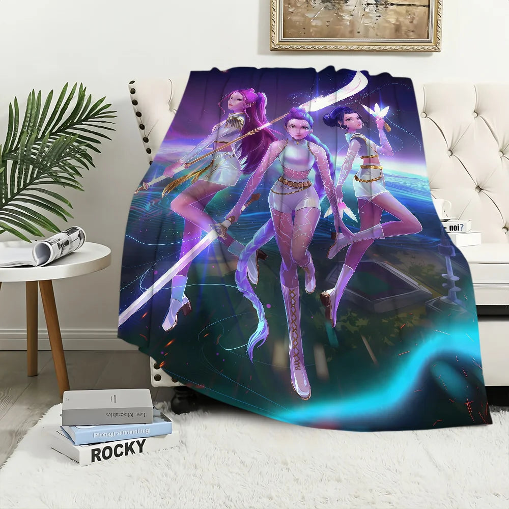 Blanket KPop warm soft Demon plush blanket for sofa living room office bedroom travel Hunters gift Flannel