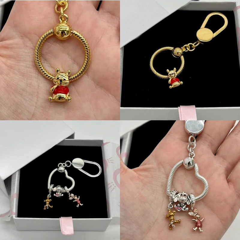 New 925 Sterling Silver Miniso Mickey Minnie Vinnie Charm of ley 925 Chain Beaded Fit Original Bracelet Bangle DIY Lady Jewelry