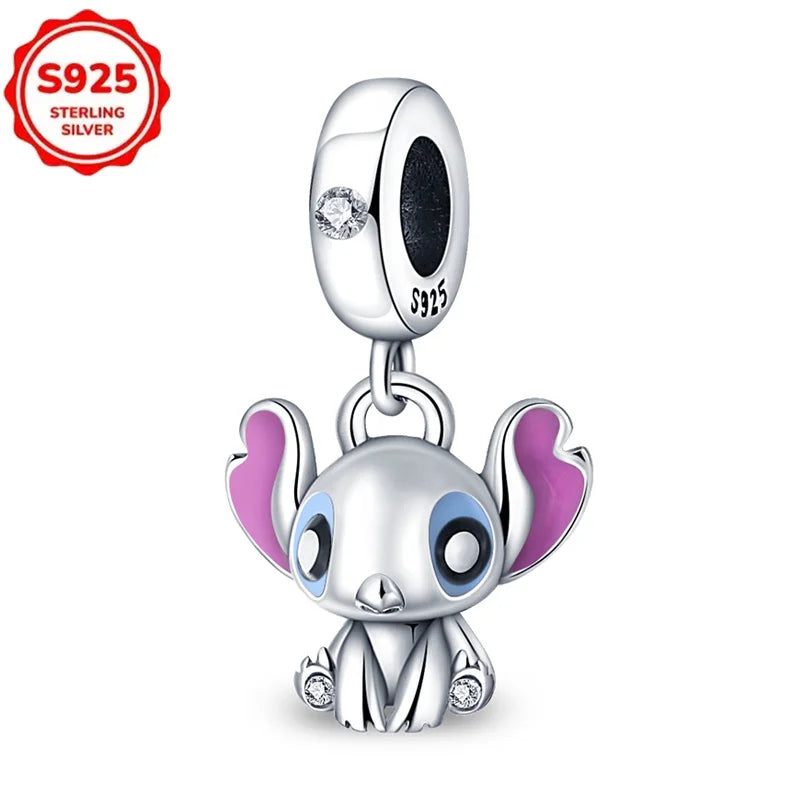 DISNEYS 925 Sterling Silver Halloween Stitch Dumbo Princess Charms Bead For Women Original 925 Bracelet DIY Jewelry Pendant Gift