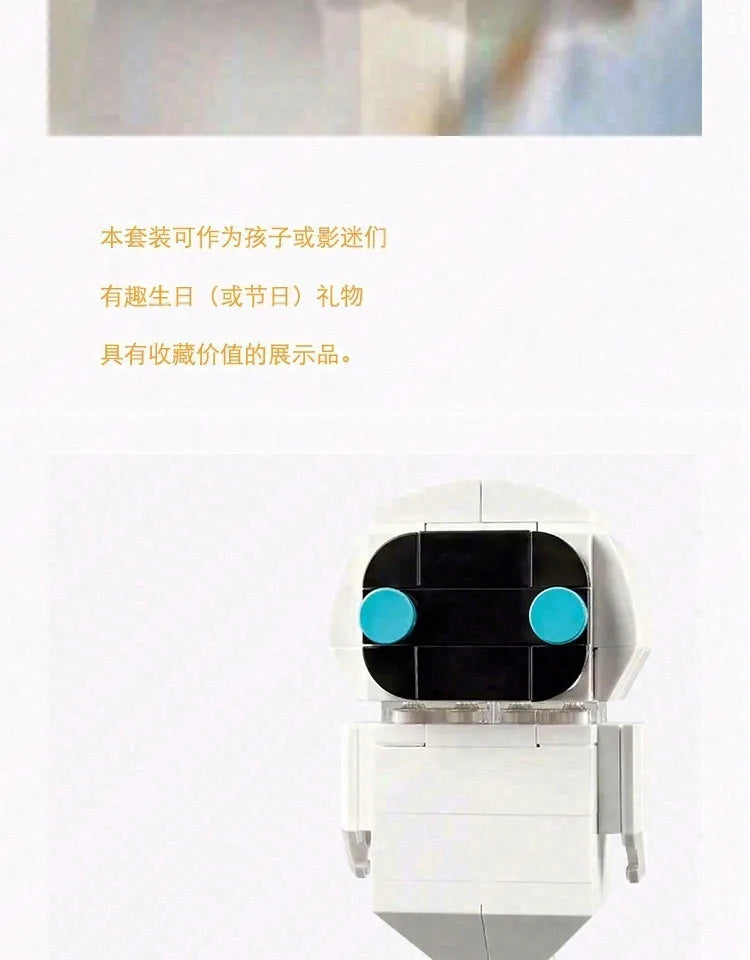 155PCS Series Wall E Cartoon The Robot Eva Blocks Classic Movie Anime Puzzle Assembly Building Block Toy Model Kits For Kid Gift