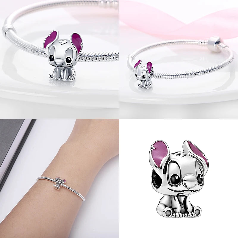 DISNEYS 925 Sterling Silver Halloween Stitch Dumbo Princess Charms Bead For Women Original 925 Bracelet DIY Jewelry Pendant Gift