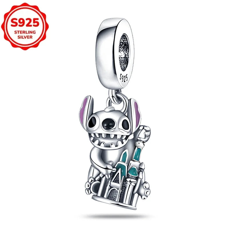 DISNEYS 925 Sterling Silver Halloween Stitch Dumbo Princess Charms Bead For Women Original 925 Bracelet DIY Jewelry Pendant Gift