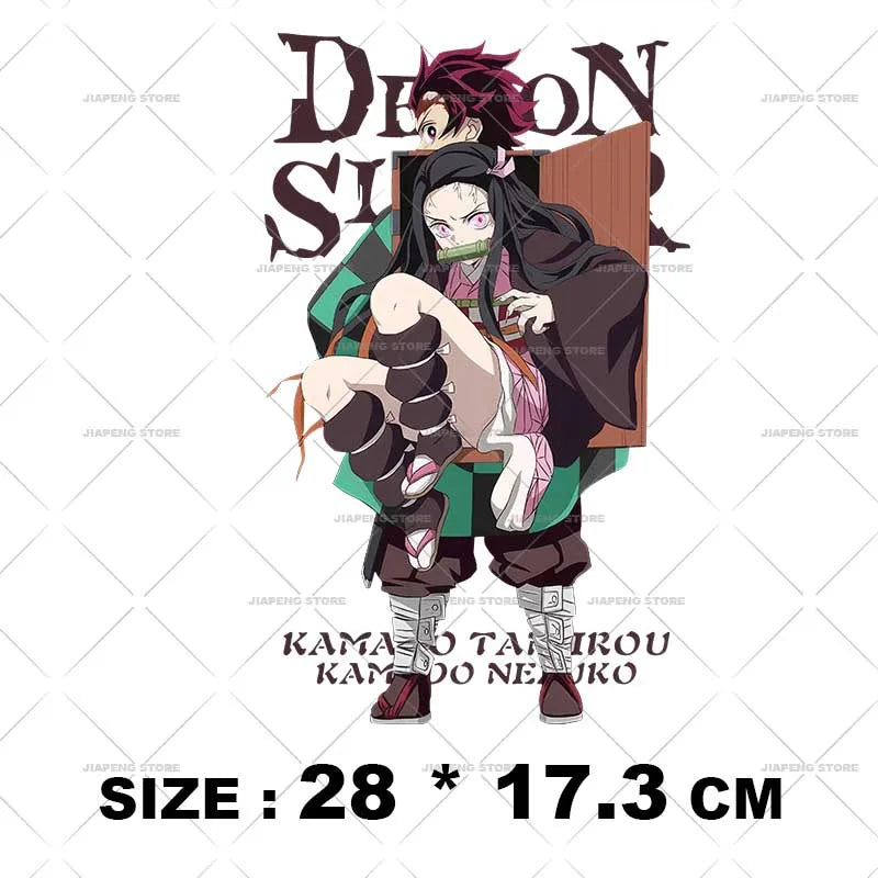 Demon Slayer 3 T shirts Stickers Nezuko Zenitsu Hot Anime Iron on Patches Heat Transfers Vinyl For Clothes Cool Tanjirou Printed