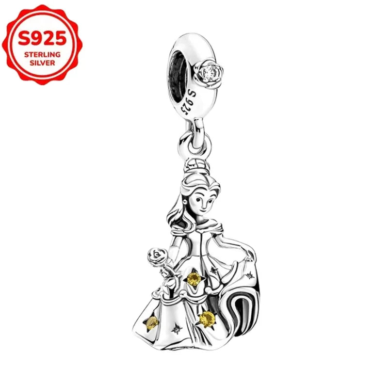 DISNEYS 925 Sterling Silver Halloween Stitch Dumbo Princess Charms Bead For Women Original 925 Bracelet DIY Jewelry Pendant Gift