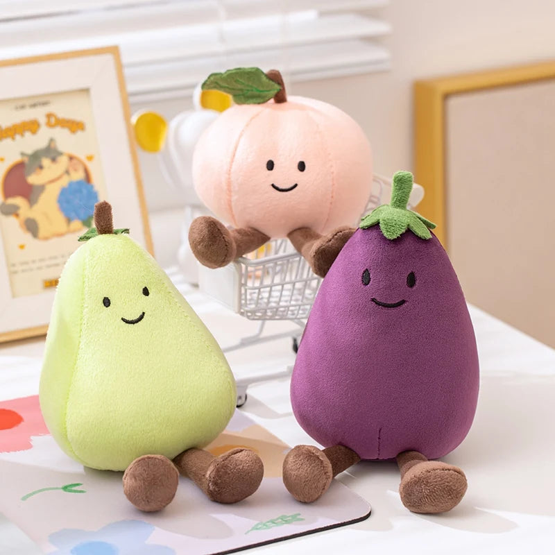 Cartoon Cute Fruit Plush Doll High Quality Peach Pear Tomato Banana Eggplant Plush Toy Home Decoration Gift For Boys And Girls